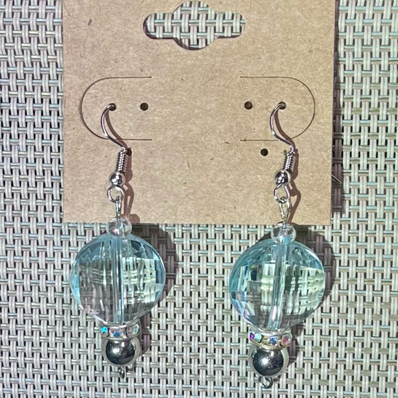 Aqua Gemstone Drop Earrings for Pierced Ears; NWT! - Picture 3 of 3